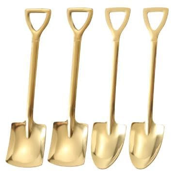 Spadeformad minikaffe i rostfritt stål Små skedar for efterrätt, te, förrätt och frukt /312(Gold)