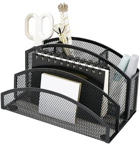 EXERZ Gitter Schreibtisch Organizer 3 Etagen 4 Fach Metall Stiftehalter