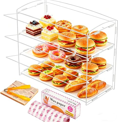 BAOSHISHAN Vitrina de acrílico para pastelería, Vitrina Transparente para Pasteles, 51 * 40 * 24cm mostrador de exhibición de Alimentos de 3 Niveles para exhibición de Pasteles