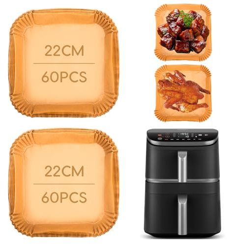 120 Hojas Papel Freidora Aire para Cosori Turbo Tower Pro 10,8 L, Moldes Papel Air Fryer Cuadrado para Cosori Turbo Tower Pro Smart 10,8 L, Air Fryer Accesorios