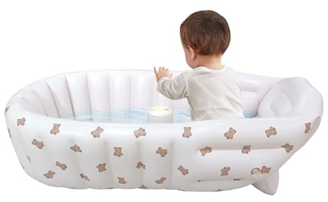 Bañera Hinchable Para Bebé | Bañera para Niños Pequeños - Asiento Plegable Ergonómico Para Baño En Lavabo Pileta Exterior Playa Piscina Viaje Verano