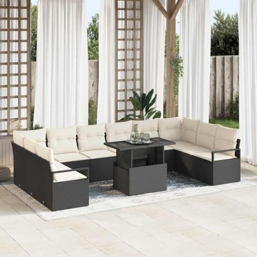 Set di 11 divani da giardino in rattan sintetico, 100 x 55 x 73 cm, resistente ai raggi UV, robusto per terrazze, mobili da esterno per grandi gruppi, comodi posti a sedere