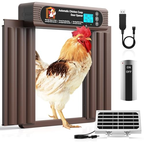 Puerta automática de gallinero alimentada por energía solar, tamaño extragrande, diseño antipellizcos, puerta automática alimentada por pilas con temporizador y sensor de luz, puerta de gallinero