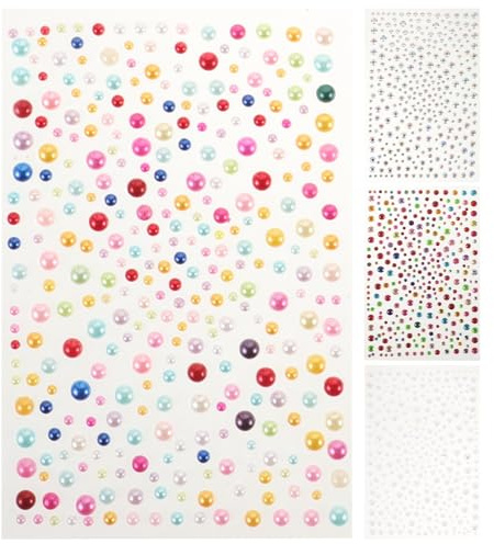 FIXOSHEE 4 pezzi Adesivi Perle e Cristalli Viso Impermeabili Decorazione Elegante con Cristalli AB per Make Up Tatuaggi Sopracciglia e Body Art Resistenti e Versatili per Eventi e Feste