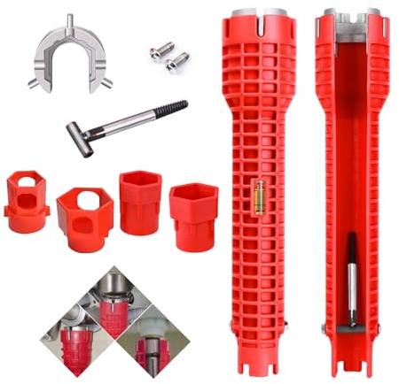 SZMK Llave para Grifo Fregadero 14 en 1,Llave Tubo para Apretar Grifo de Fregadero, Sink Wrench,Llaves para Tuercas de Grifos de Lavabo,Fontaneria Herramientas para Instalación para Baño, Cocina