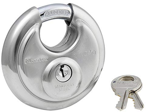 Master Lock Padlock, Stainless Steel Discus Lock, 2-3/4 in. Wide, 40DPF, Silver