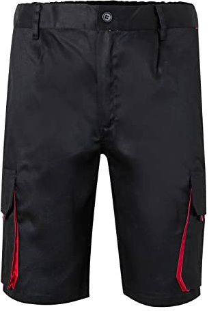 VELILLA 103007 Bermudas Bicolor Multibolsillos, Color Negro y Rojo, Talla 42