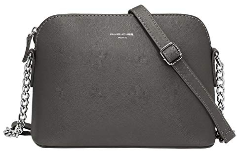David Jones - Damen Kleine Umhängetasche - Frau Handtasche PU Leder - Tasche Kette Schultertasche Crossbody Bag - Abendtasche Zip Reißverschluss - Party Handy City Clutch Mode Elegant - Silber
