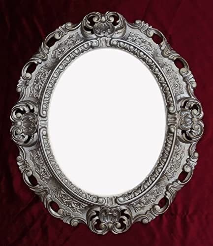 Artissimo Cornice portafoto barocca + Vetro Argento Anticato Ovale 45 X 37 Argento Antico
