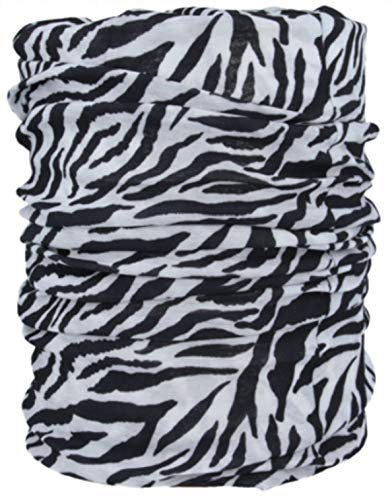 Multifunctional Headwear Neck Scarf Bandana Balaclava Face mask Headband Hairband Tube Gaiter Stretch Snood for Sports Yoga Running Cycling Hiking (Zebra)