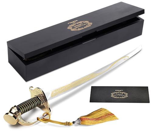 Champagne Saber with Golden Handle & Wooden Gift Box,Pirate Sword Champagne Opener,Sparkling Wine Knife,Champagne Knife Unique Openning Wine with Sabre (Golden)