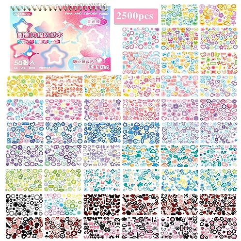 2500PCS Kpop Photocard Stickers Book - Glitter, Butterfly, Heart, Ribbons Deco Stickers for Kids, Girls, Boys