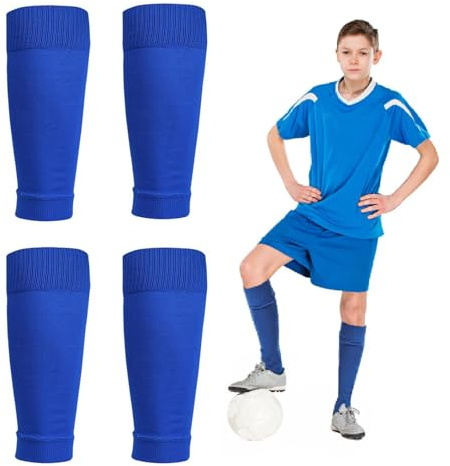 2 Pairs Cut Football Socks, Kids Sock Sleeves for Football Games Beginner, Gain The Edge Sock Sleeves Fits Over Calf Shin Pads, (Blue)