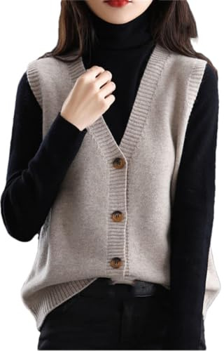 Cárdigan Casual para Mujer con Cuello En V Y Botones Sueltos Sin Mangas