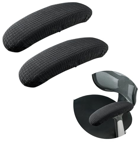 heavenlife 1 Par Fundas de Reposabrazos Extraíbles, Protector de Brazo de Silla Poliéster, Silla Reposabrazos Cubierta Deslizante, Silla Protector Reposabrazos para Oficina (Negro) (Negro)