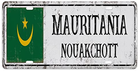 Mauritania - Placa de matrícula de aluminio de metal de ciudad de campo de 6 x 12 pulgadas para mujeres y hombres, patriotismo nacional, placa de coche de metal