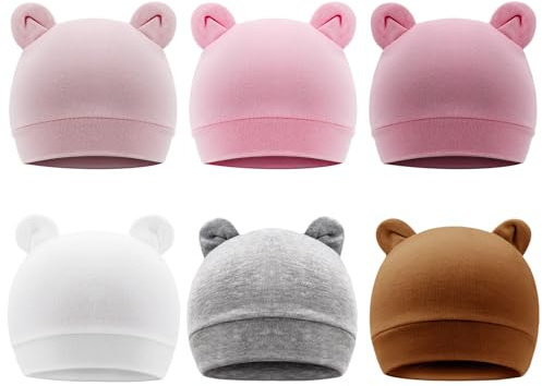 DRESHOW Bébé Bonnet Nouveau-né Bambin Doux Mignon Tricoté Chapeau pour Bébés Garçons Enfant Casquette Bonnets, 0-6 mois, 6 Pack Bear Ears: Set-7UK