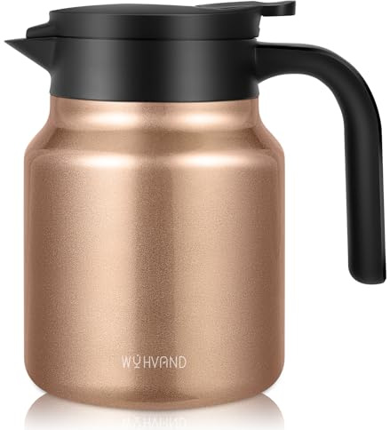 WYHVAND Thermoskanne 1 L aus Edelstahl, Kaffeekanne, Kupfer