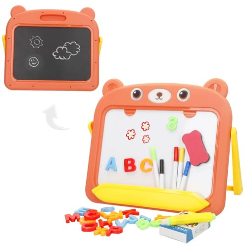 ColorBaby 47988 Good Idea Lavagna magnetica per bambini 2 in 1, Gessetti, Pennarelli, Lettere e Numeri, Portatili e Gomma, Regalo per bambina 3 anni, Lavagne per bambini, Giocattoli educativi