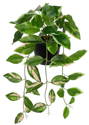 Oairse Artificial Plant in Pot 17.7 Faux Golden Pothos Fake Potted Plant for Indoor Décor Realistic Small Faux Greenery for Home Office Bathroom Kitchen Shelf Desk Table Decoration