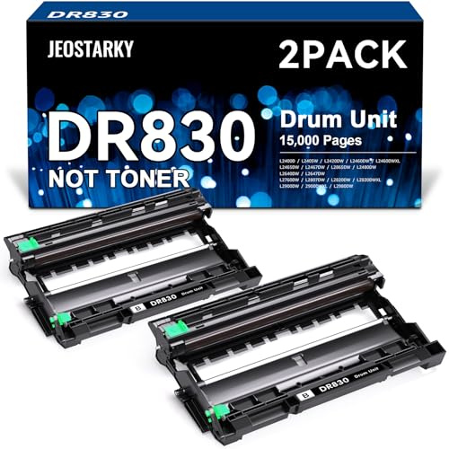 Jeostarky Compatible DR830 Drum Unit (NOT Toner) Replacement for Brother DR830 DR-830 Drum use with HL-L2460DW HL-L2405W HL-L2400D HL-L2480DW MFC-L2820DW MFC-L2820DW XL DCP-L2640DW Printer (2 Pack)