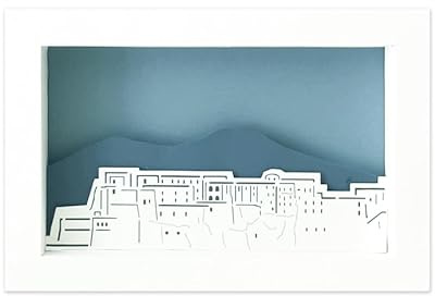 Cornice panoramica Napoli - Castel dell'Ovo (formato 30 x 20 cm) - prodotto interamente realizzato a mano con la carta.