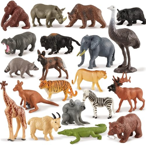 TOEY PLAY Salvajes Selva Animales Juguetes, Mini Safari Animales Figuras | Animales del Zoológico con Jirafa Elefante Tigre Cocodrilo, Regalo para Niños Niñas 3 4 5 6 Años