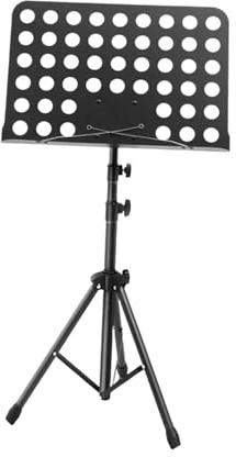 KiBcsLic Atril para partituras, soporte para libros de música, base de trípode, altura ajustable, plegable, para guitarra, ukelele, violín, escenario, Negro
