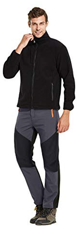 Pantalon de ski pour homme – Softshell doublé en polaire thermique – Pantalon d'hiver chaud pour le ski, la randonnée et la marche en plein air avec doublure en polaire, gris, XXXL