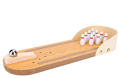 Cryfokt Bärbart Bord för Mini Bowlingspel Robust Stressavlastare för Officerare och Barn [trä och Metall, 11,64 X 3,93 tum]