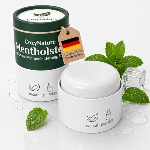 CozyNature® Pietra di mentolo, pietra emicrania, massaggio al mentolo spa, cristalli naturali di mentolo (18 grammi)