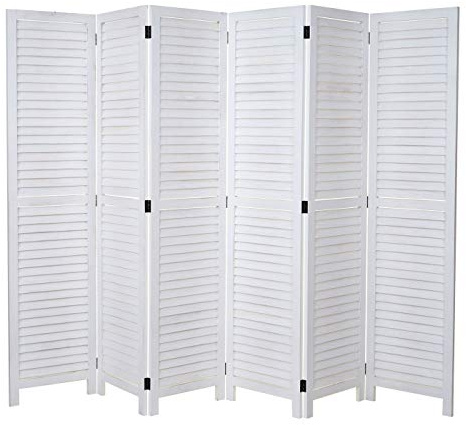 Mendler Paravent HWC-C30, Raumteiler Trennwand Sichtschutz, Shabby-Look Vintage, 170x243cm - weiß