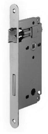 Serratura AGB serie Patent grande bordo tondo BAGNO - CROMO OPACA scrocco reversibile e mandata azionata dal quadro da mm.6 frontale mm 22