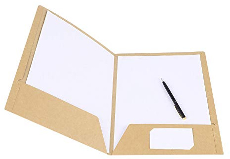 Lot de 10 Chemise Cartonnée avec Rabat A4 Sous-Chemises en Papier Kraft Dossier de Fichiers à Insertion Porte Document Organisateur Stockage Chemises de Presentation Contrat Rapports (2 Rabats Kraft)