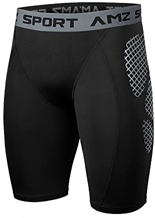 AMZSPORT Herren Kompressionsshorts, Kurze Kompressionshosen Radlerhose Schnelltrocknende Sporthose Funktionsunterwäsche, Schwarz XL