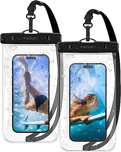 Spigen wasserdichte Handyhülle [Aqua Shield] [2 Stick] IPX8 wasserfeste Handytasche Hülle kompatibel mit iPhone 16/15/14/13 Serien, Galaxy S25/S24/S23 und Allen Smartphones - Crystal Clear