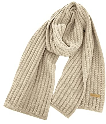 Ikasus Strickschal Unisex - Warmer Herbst Winter Schal für Damen und Herren - Einfarbig Schwarz Beige Elegant Langer Knit Winterschal