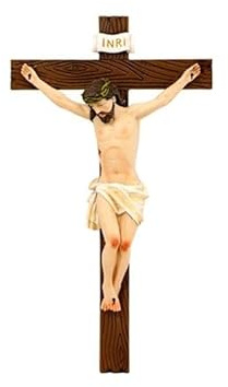 DRW Crucifijo Resina Pintado a Mano 12 cm