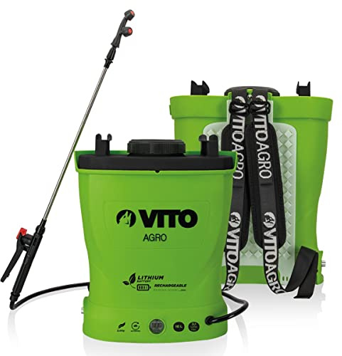 VITO - Pulverizador eléctrico de batería de litio 12V/8AH 16L 6 bares Cargador Vegetales jardín techos