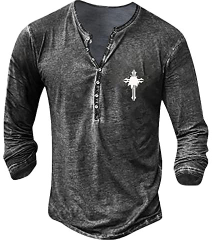 KONG JIMFAN Henley Shirt Herren Shirt Pink V Neck Herren T Shirt T Shirts Für Männer Unterhemden Herren Weiss Kragenstäbchen Hemd Henley Shirt Pink 2023 T-Shirt,Dark Gray,M