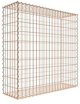 Rostige Gabione 100 cm x 100 cm x 30 cm (L x H x D), maskstorlek 5 cm x 10 cm, spiral