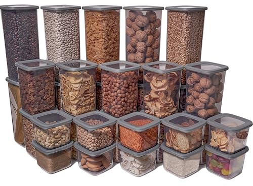 AFH Vorratsdosen mit Deckel Luftdicht, 30er Vorratsbehälter Set, Vorratsbehälter zur Müsli, Mehl Küche Aufbewahrung & Organisation | Aufbewahrungsbox Lebensmittel | BPA-frei, stapelbar | in ANTHRAZIT