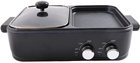 Hotpot Pot Electric Portable 2 In 1 Hot Barbecue Grill Non-Stick Teppanyaki Pan Cooker Baking Electric Hot Pot Electric Barbecue Electric Baking Pan