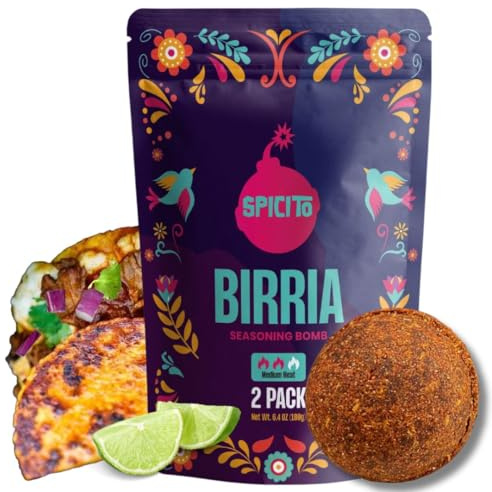 SPICITO Birria Bombs Seasoning 2-Pack - Just Add Water & Meat for Easy Cooking, Authentic Mexican Spices. Ideal for Stove Top, Slow Cooker, Pressure Cooker