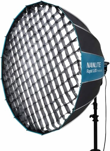 NANLITE SB-RP120 Professional Parabolic Softbox, 120 cm, with Honeycomb Grid and Diffusers, Bowens Attachment