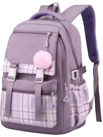 Ausing Zaino Bambina Zaino Scuola Zaino Impermeabile Zaino Resistente Viola