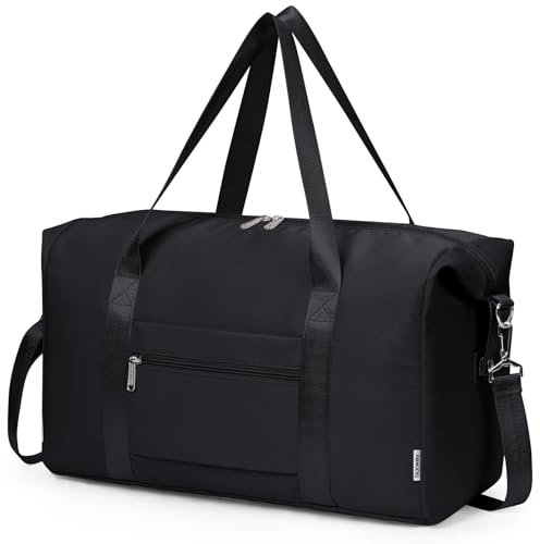 Narwey for Easyjet Cabin Bag 45x36x20 New Easyjet Underseat Foldable Hospital Bag Weekend Overnight Bags for Women Travel Duffel Carry on Luggage for Men 25L (Black)