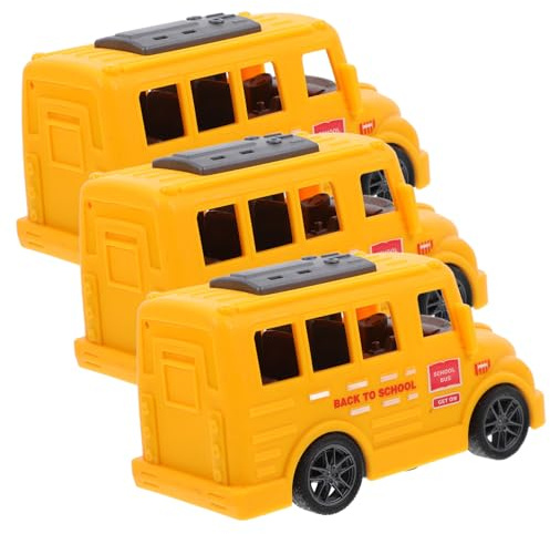 SUPVOX Kids Pull Back Car Toy Set: 3pcs Friction Powered School Bus Models for Imaginative Play, Birthday Gift for Toddlers