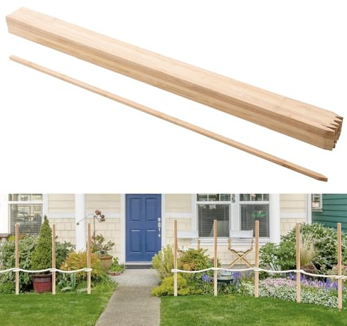 VEVOR Postes de Madera para Valla de Jardín, 25 Piezas, Postes de Madera de 17,53 x 12,7 x 1219,2 mm con Púas, Postes de Señalización para Cercas de Sedimentos, Límites de Patios y Líneas de Base