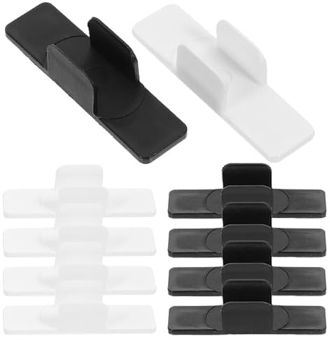 PRETYZOOM 10pcs Self-adhesive Pen Clips Pencil Holder Clip Set with Sponge Base, Black and White Portable Pen Holders for Whiteboard and School Stationery Organization